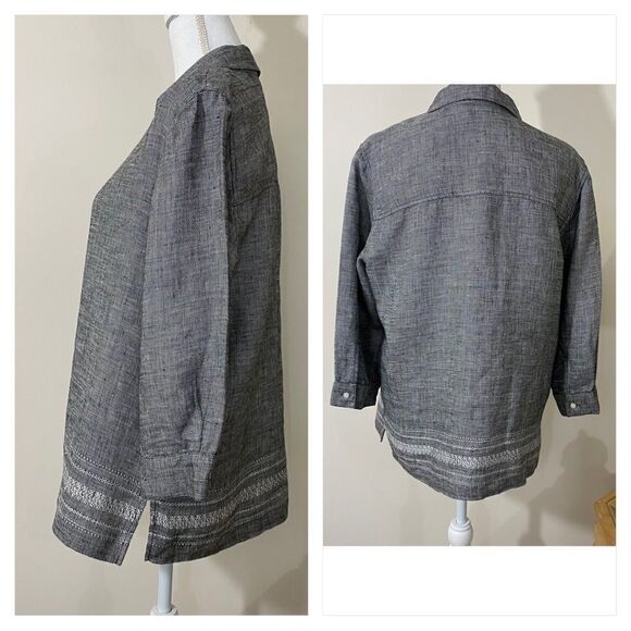 Norton McNaughton Women’s Button Down Linen Gray Top. Size Small. - Picture 11 of 11
